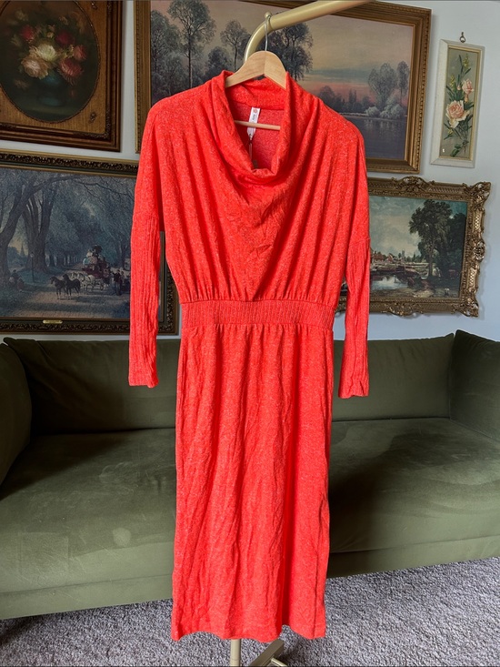 Anthropologie Dresses & Skirts - NWT! Daily Practice by Anthropologie Orange Draped Cowl Neck Sweater Dress